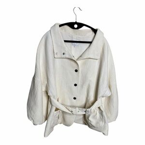 Armani Collezioni Cream Knit Belted Trench Coat